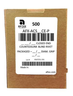 AFX-ACS44-CE-P Aluminum/Steel 1/8" Closed End Countersunk - Packaged